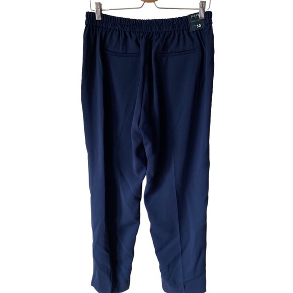 J.Crew Factory Jamie Pant Elastic Waist Navy Blue Comfort Cropped Leg NWT Sz10 - Picture 2 of 10